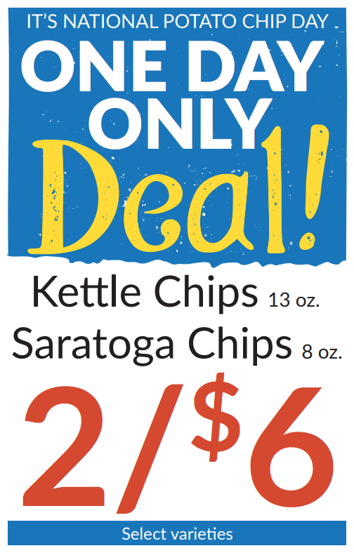 Flyer for National Potato Chip one day only sale